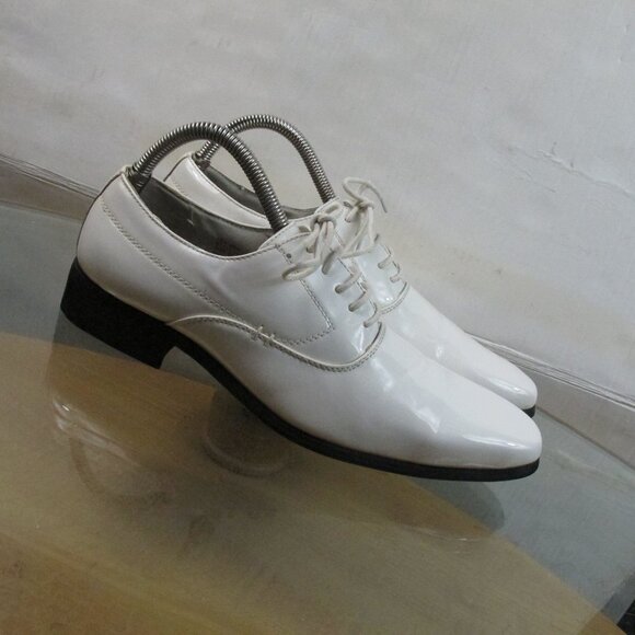 Men\'s Delli Aldo White Oxfords, Leather  Lining  Faux Patent Upper Size 6.5 main image 4